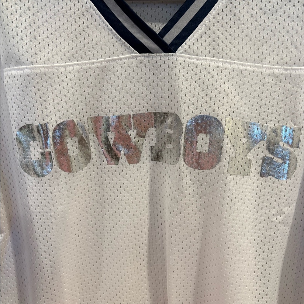 Lauren James Dallas Cowboys Women's Crop Top White Mesh Football Jersey Size XL - Picture 7 of 11